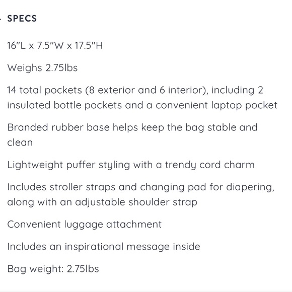 Itch Ritzy Dream Convertible Diaper Bag BNWT